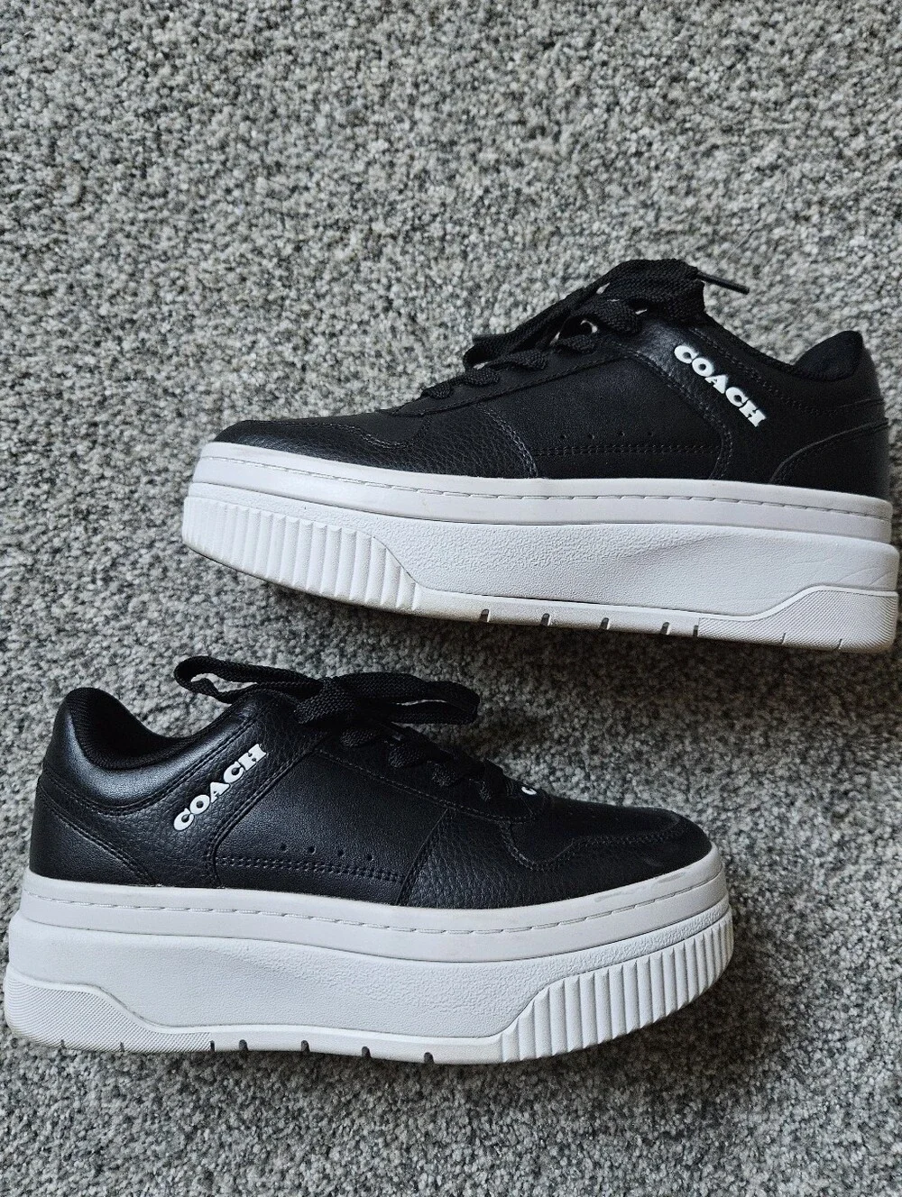 Coach Black and White Platform Sneakers Size 8